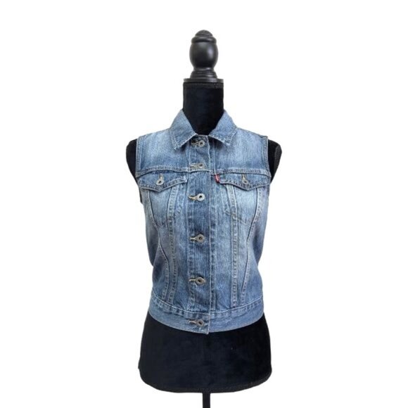 Levi’s Jean Denim Trucker Classic Button Up Vest | Medium - Picture 1 of 9
